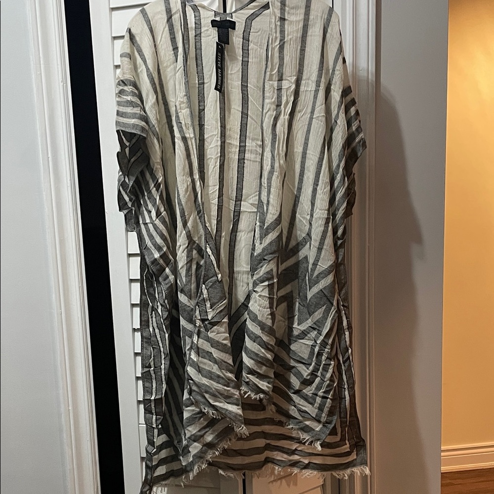 Steve Madden Black and Cream Striped beach coverup. One size
